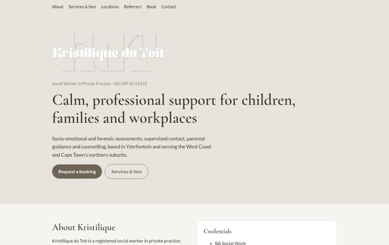 Kristilique du Toit website