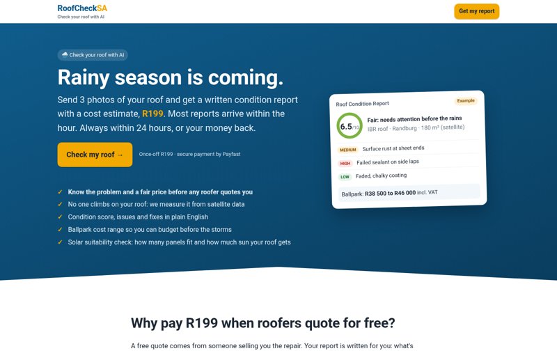RoofCheckSA website